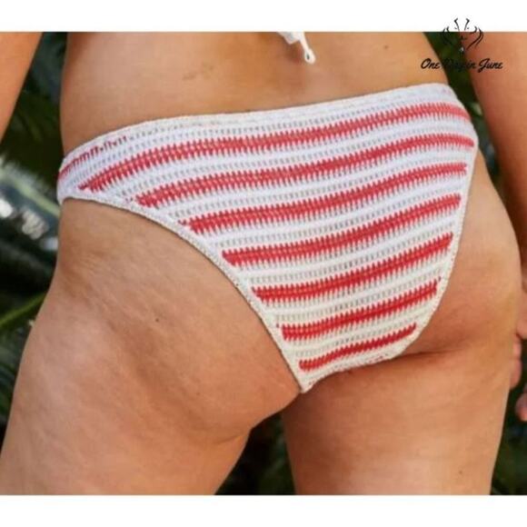 American Eagle Outfitters Aerie Crochet Cheeky Bikini Bottom Size M - Picture 2 of 5